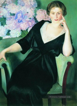 Femmes œuvres - portrait de rené ivanovna notgaft 1914 Boris Mikhailovich Kustodiev belle dame femme